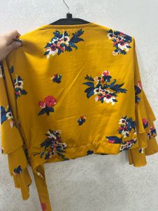 Floral Crop Top with Designer Sleeves