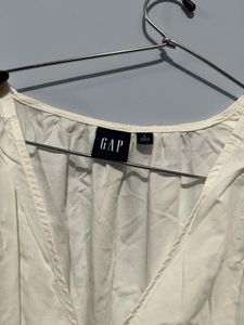 Gap White Smocked Waist V-Neck Top