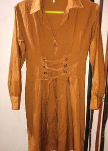 Brown Corset Shirt Dress