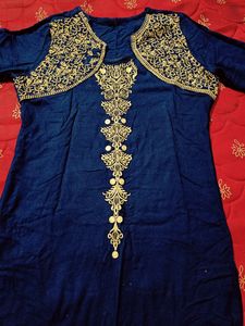 Blue Embroidered Kurta. Can Be Worn By 32, 34, 36 Bust.