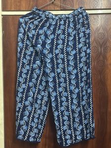 Blue Printed Cotton Kurta set with pants