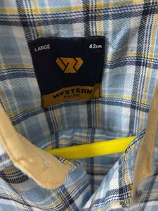 Men's Blue Plaid Short Sleeve Shirt