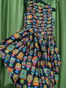 Owl Print Sleeveless Dress