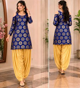 Royal Blue Kurta Set with Golden Pants