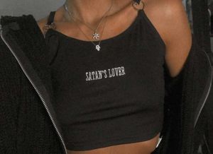 19238. Black Crop Top "Satan's Lover"