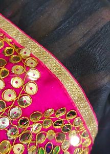 Navy &amp; Pink Embellished Lehenga Skirt