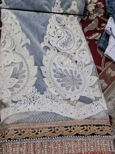 Elegant Blue Saree with Intricate Border