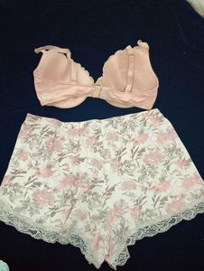 Pastel Pink Bra &amp; Floral Shorts Set