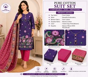 Pure Cotton Suit Set with Embroidery