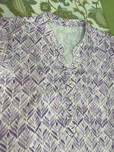 Purple Leaf Print Kurta
