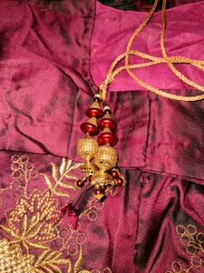 Purple &amp; Gold Embroidered Lehenga