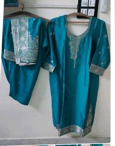 Teal Embroidered Kurta Set