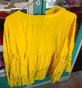 Yellow Embroidered Kurta
