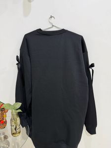 Shein Black Sweatshirt with Ribbon Bows