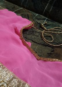Pink and Golden Two Colour Saree For Festive wear