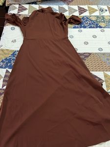 Elegant Brown Button-Up Dress