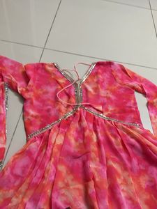 Pink &amp; Orange Tie-Dye Anarkali Dress