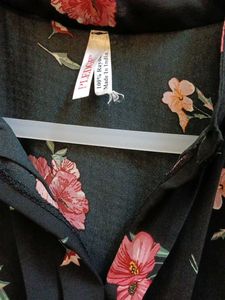 Black Floral Print Long Sleeve Top