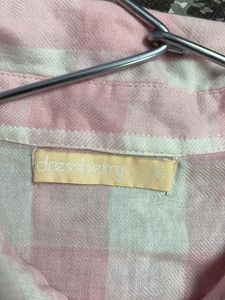 Pink Checkered Shirt Dress