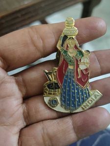 Vintage Indian Woman with Pot Pin