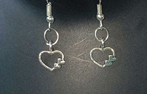 Heart Silver Metal Charm Dangle Earrings