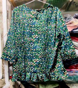 Stylish Printed Ruffle Tunic Top
