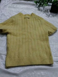 Yellow Knit Short Sleeve Top