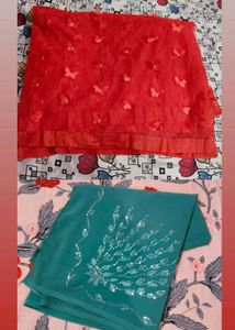 combo of Beautiful Red & Teal Saree ♥️🩵