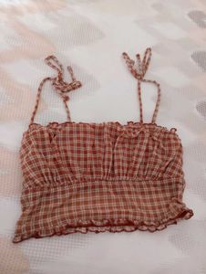 Plaid Smocked Crop Top