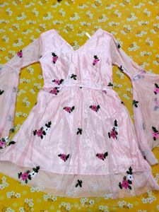 Chic Embroidered Bell Sleeve Mini Dress
