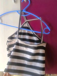 Striped Halter Neck Crop Top
