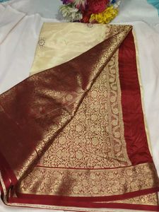 Elegant Cream Saree with blouse