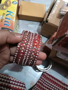 Ria Bangles - Red and Silver