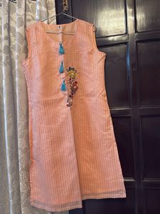 Elegant Peach Striped Kurta