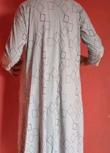 Grey Geometric Print Dress with Overlay