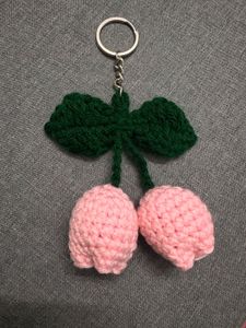 Handmade Crochet Cherry Keychain