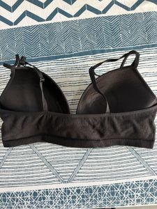 H&amp;M Luxe Black Ribbed Padded Push Up Bra