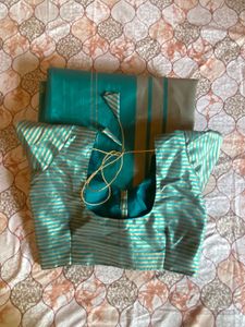 Elegant Teal &amp; Gold Saree