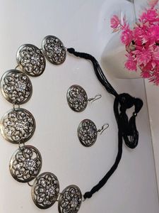 Trending Oxidised Necklace With Earrings