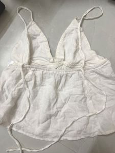 Bershka white Ruffle Halter Neck Crop Top