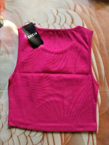 Stylish Pink Ribbed Crop Top