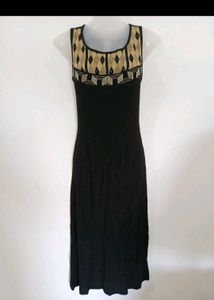 Elegant Black Dress with Geometric Neckline