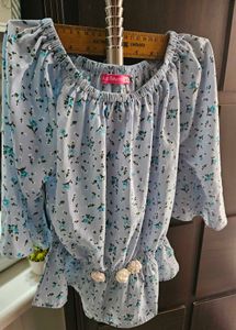 Light Blue Floral Off-Shoulder Top &amp; Legging