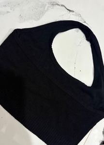 Black Ribbed Halter Neck Top
