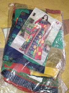 Purple Floral Saree with Gold Border
