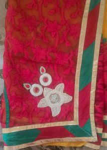 Vibrant Yellow &amp; Pink Saree