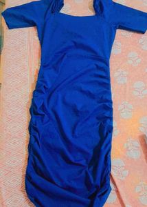 Royal Blue Ruched Midi Dress