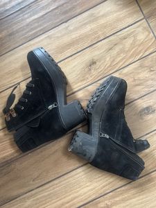 Black Lace-Up Ankle Boots