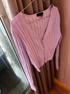 Lilac Knit Cropped Cardigan