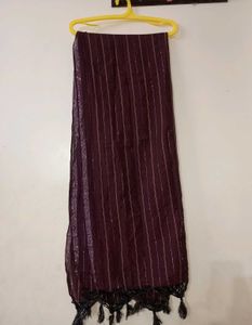 White &amp; Maroon Kurta Set with Dupatta